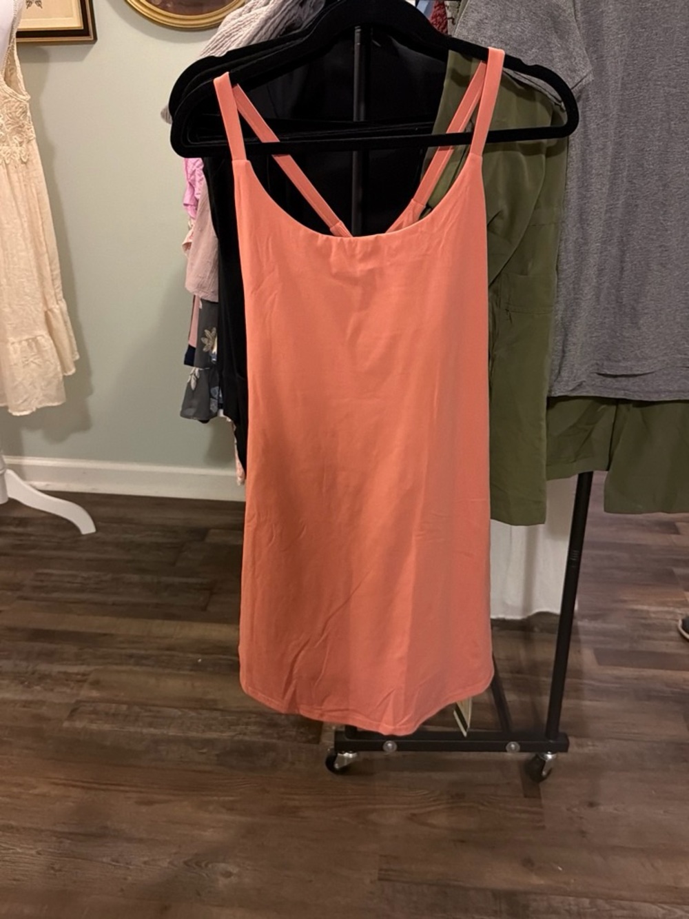 HALARA Coral Midi Slip Dress with Strappy Back